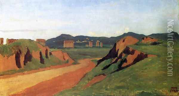 Aqueducts in the Roman Campagna Oil Painting - Jean-Baptiste-Camille Corot