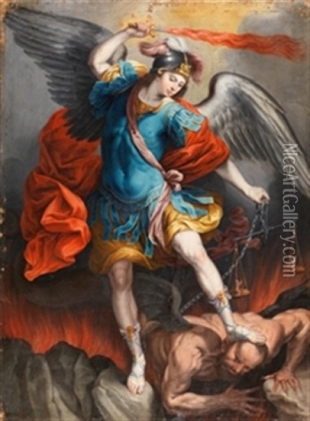 San Miguel Arcangel Oil Painting - Cristobal de Villalpando