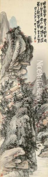 Landscape In The Style Of Shitao Oil Painting - Wu Changshuo