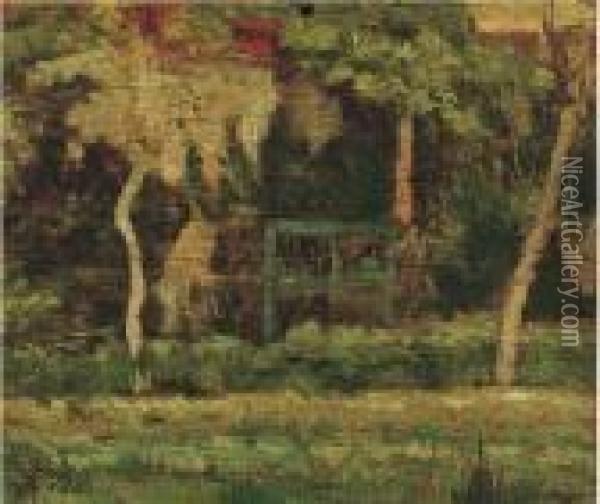 Cancello Verde Oil Painting - Giovanni Fattori