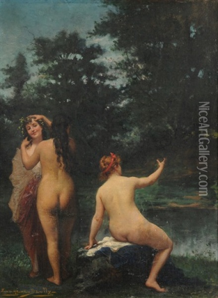 Die Nymphen Am Wasser Oil Painting - Eugene Auguste Francois Deully