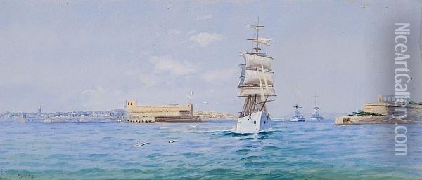 Valletta Grand Harbour Oil Painting - Vincenzo D Esposito