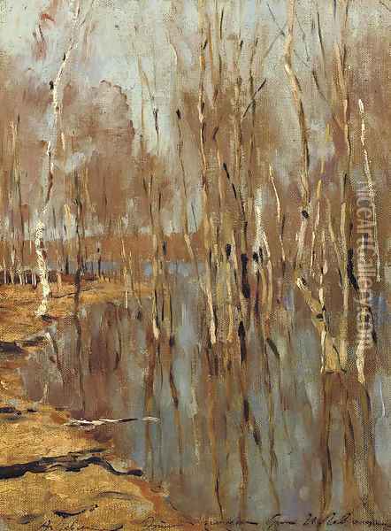 High water Oil Painting - Isaak Ilyich Levitan