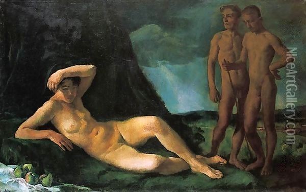 Composition with Nudes 1919 Oil Painting - Istvan Desi-Huber