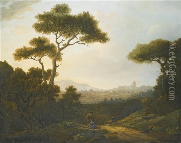 A Distant View Of Rome From The North Oil Painting - William Marlow