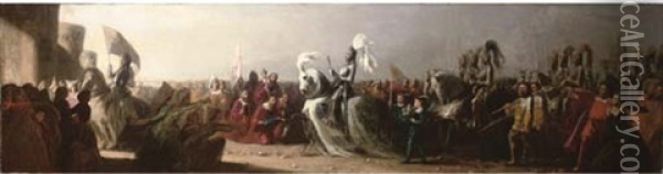 Henry Viii Arriving In Calais Oil Painting - Benjamin Robert Haydon
