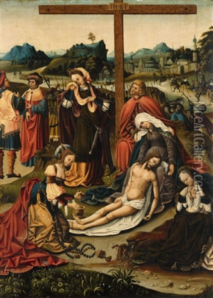 The Lamentation Of Christ Oil Painting - Jacob Cornelisz Van Oostsanen
