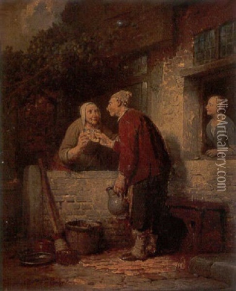 To Health! Oil Painting - Ferdinand de Braekeleer the Elder