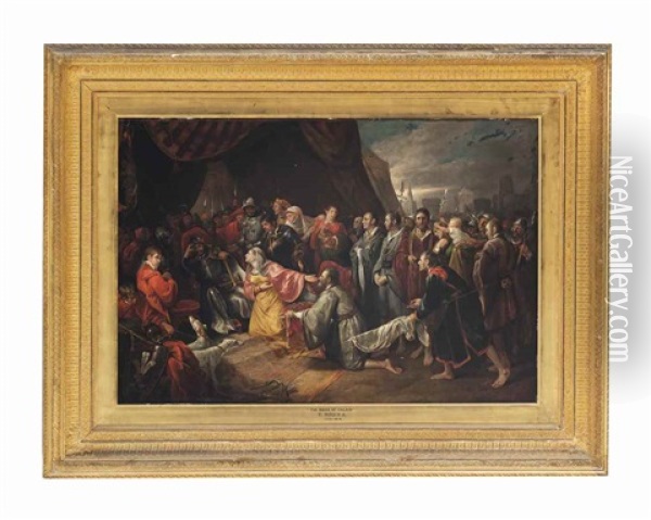 Queen Philippa Supplicating King Edward To Spare The Lives Of The Six Burghers Of Calais Oil Painting - Edward Bird