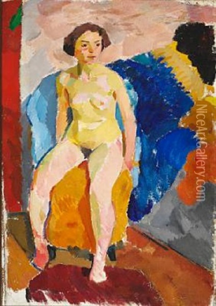 Sittande Model (seated Model) Oil Painting - Karl Isakson