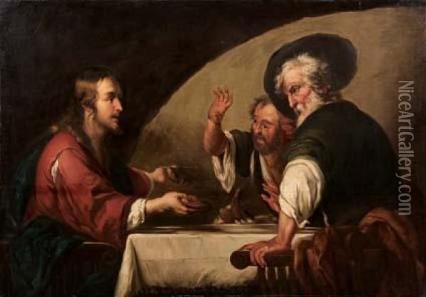 Cena In Emmaus Oil Painting - Bernardo Strozzi