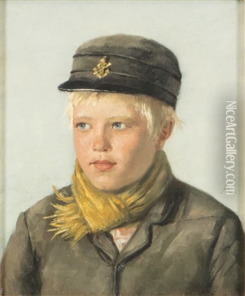 Young Boy Oil Painting - Arvid Liljelund