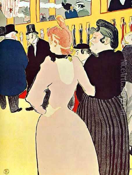 At the Moulin Rouge La Goulue with Her Sister 1892 Oil Painting - Henri De Toulouse-Lautrec