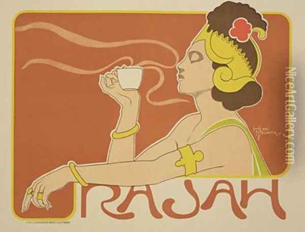 Reproduction of a poster advertising the Cafe Rajah 1897 Oil Painting - Henri Georges Jean Isidore Meunier