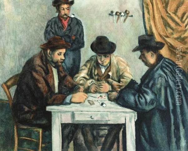 Les Joueurs De Cartes Oil Painting - Paul Cezanne