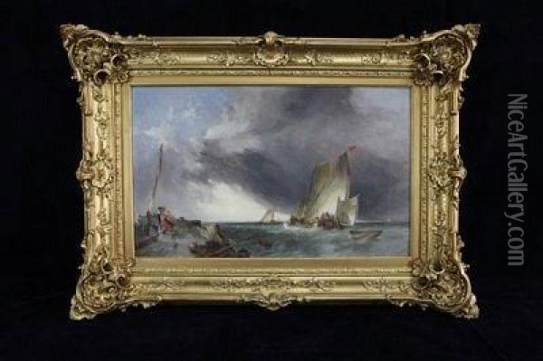 Seascape With Fishing Boats Oil Painting - William Clarkson Stanfield