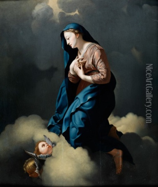 Die Heilige Jungfrau In Den Wolken Mit Cherubim Oil Painting - Pieter van der Werff