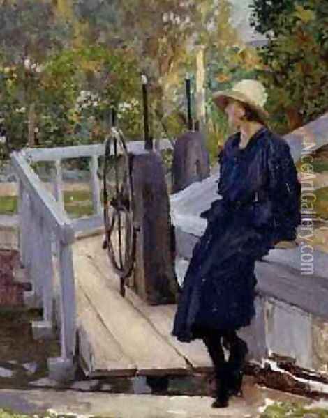 Girl by a Lock Oil Painting - William Henry Margetson
