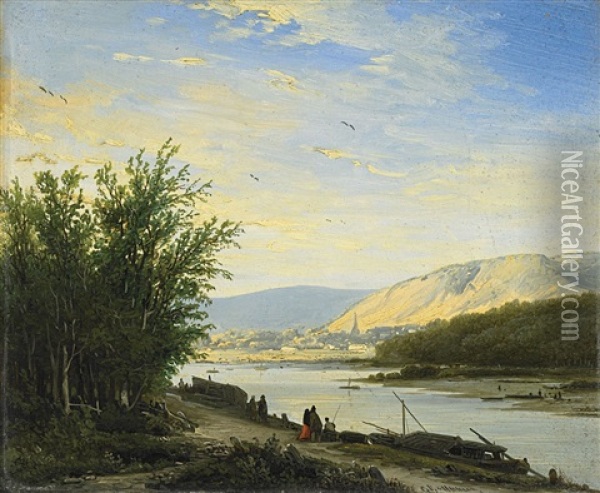 Flusslandschaft Oil Painting - George Gillis van Haanen