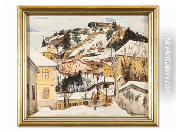 Mountain Village (pitten) Oil Painting - Michael Frankenstein