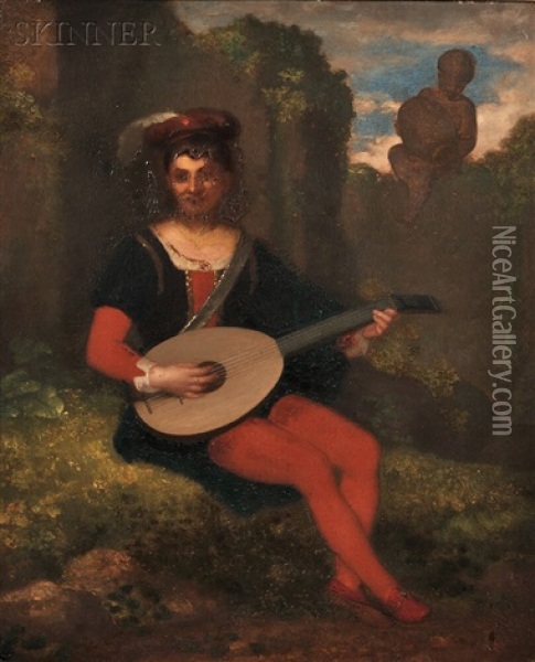A Young Troubadour Oil Painting - Washington Allston
