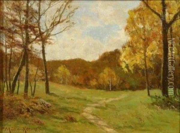 Quiet Fall Day. Signed Bottom Right: P. Muller-kaempf Oil Painting - Paul Muller-Kaempff