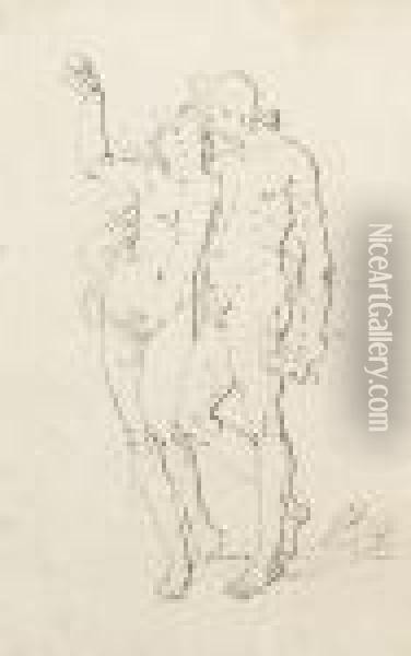 Adam And Eve Oil Painting - Thomas Rowlandson