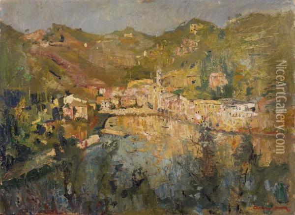 Portofino Oil Painting - Giuseppe Amisani