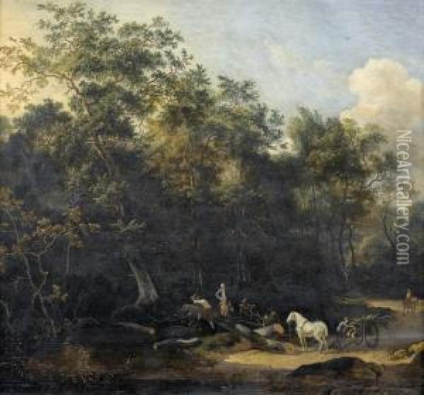 Waldlandschaft Mit Holzarbeitern Oil Painting - Dirck Maas