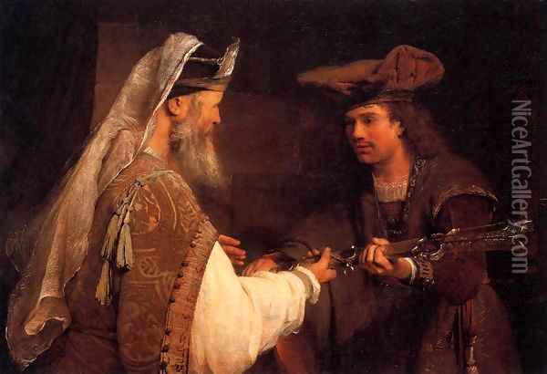 Ahimelech Giving the Sword of Goliath to David Oil Painting - Aert De Gelder