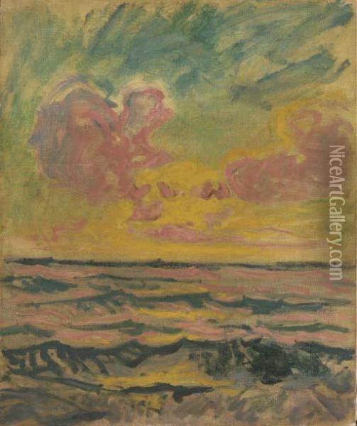 Seascape With Sunset Oil Painting - Roderic O'Conor
