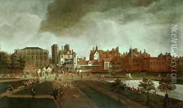 Whitehall Palace and St Jamess Park Oil Painting - Hendrick Danckerts