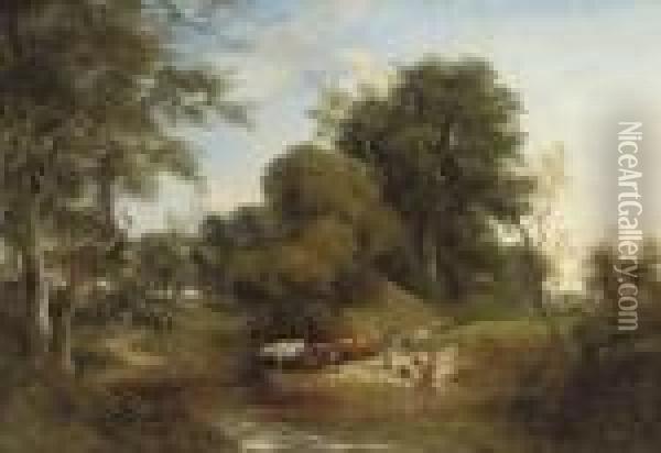 The Brook Oil Painting - Frederick Richard Lee