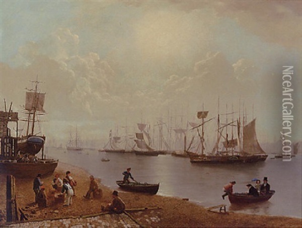 View Of Bristol Harbour Oil Painting - George William Mote