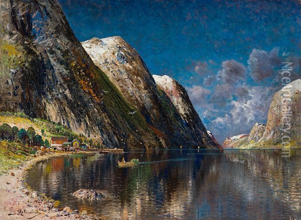 Drontheim-fjord Oil Painting - Johann Holmstedt