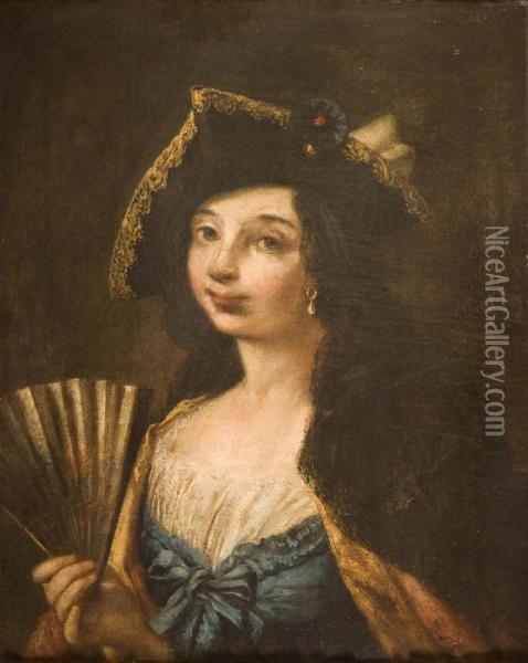 Ritratto Di Gentildonna Con Ventaglio Oil Painting - Alessandro Longhi
