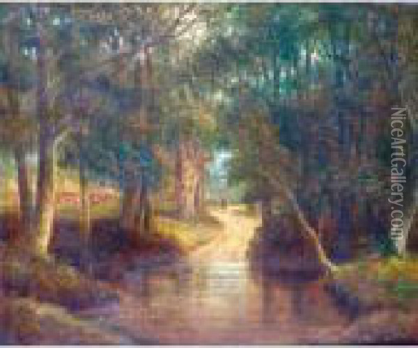 Woodland Scene Oil Painting - John Moore Of Ipswich