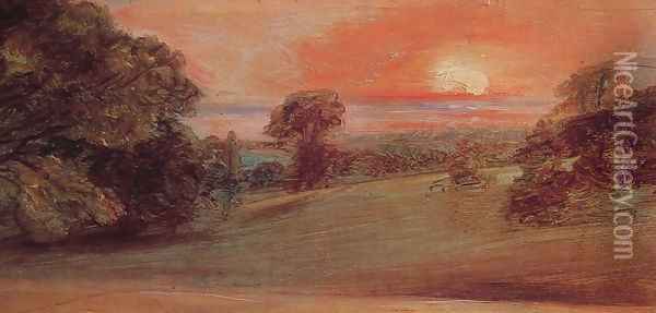 Evening Landscape At East Bergholt Oil Painting - John Constable
