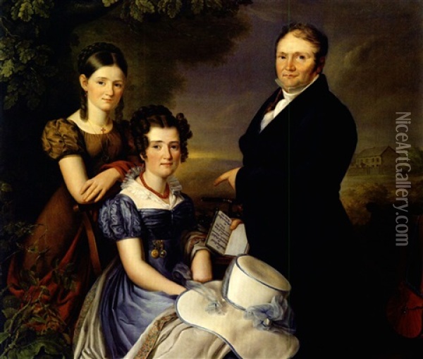 Portrait Der Aachener Familie Vonderbank Oil Painting - Carl Adolf Mende