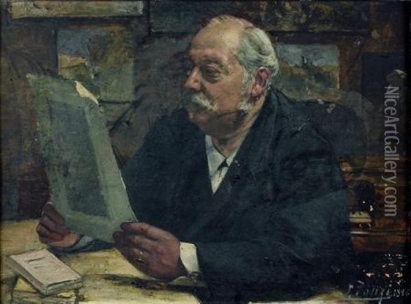L'amateur D'estampes, Portrait Du Docteur Fournier Oil Painting - Leon Louis Antoine Tanzi