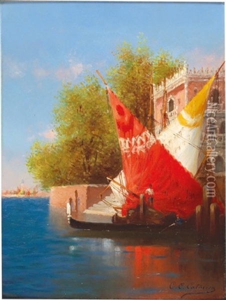 View Of Venice Oil Painting - Charles Clement Calderon