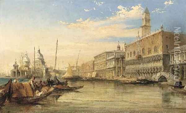 A View Of The Molo, Looking West With The Ducal Palace To The Right Oil Painting - Edward Pritchett