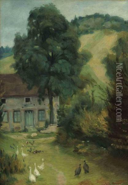Maison A Molosmes Avec Gallinaces Oil Painting - Emile Bernard