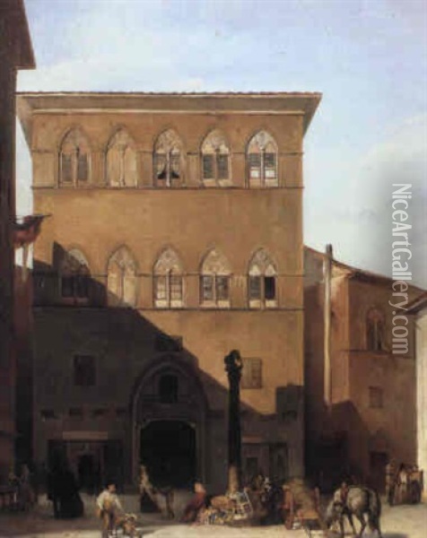 Palazzo Salimbeni A Firenze Oil Painting - Antonio Bellucci