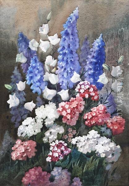 Still Life Of Mixed Flowers Oil Painting - James Gray