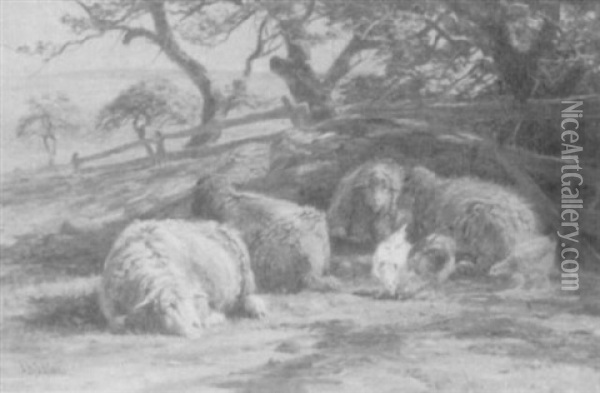 Farm Animals By The Shore Oil Painting - John Austin Sands Monks
