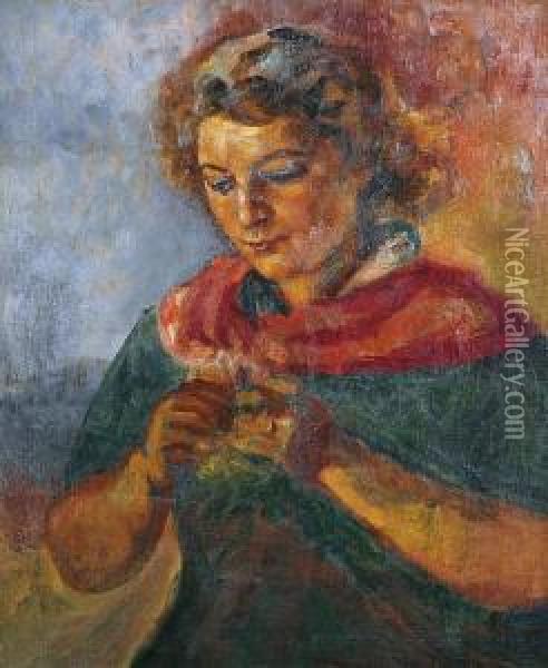 Jeune Femme Au Foulard Oil Painting - Gaston Bouy