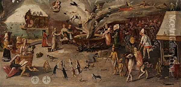 Helvetesscen Oil Painting - Hieronymus Bosch