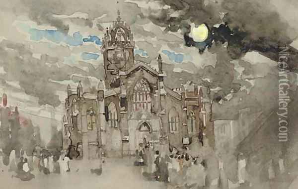 A procession at St Giles, Edinburgh Oil Painting - James Watterston Herald