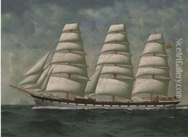 The Clan Macpherson 
 Under Full Sail Passing An Iceberg Oil Painting - Godfrey